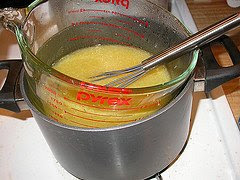 A View of lemon curd Preparation