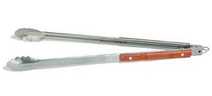 Large BBQ tongs with wooden handle